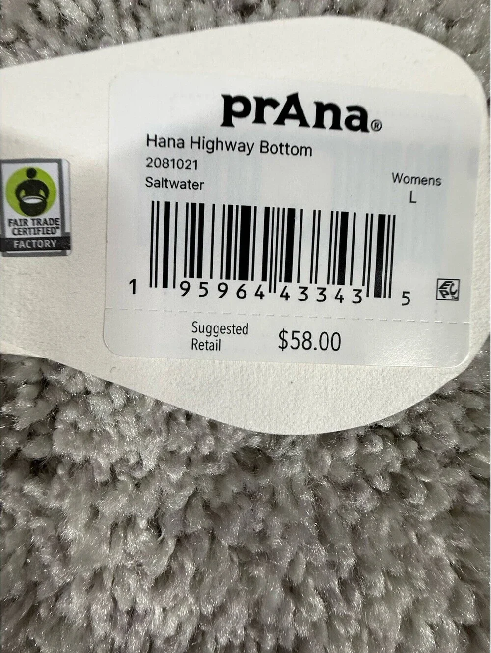 NWT Prana Hana Highway Bikini Bottom Size Large Saltwater Blue Tie Sides